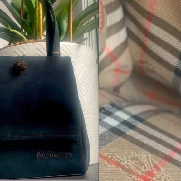 BURBERRY Nova Check True Vintage Handbag Top Handle Suede and Leather Small Mini - Picture 5 of 17